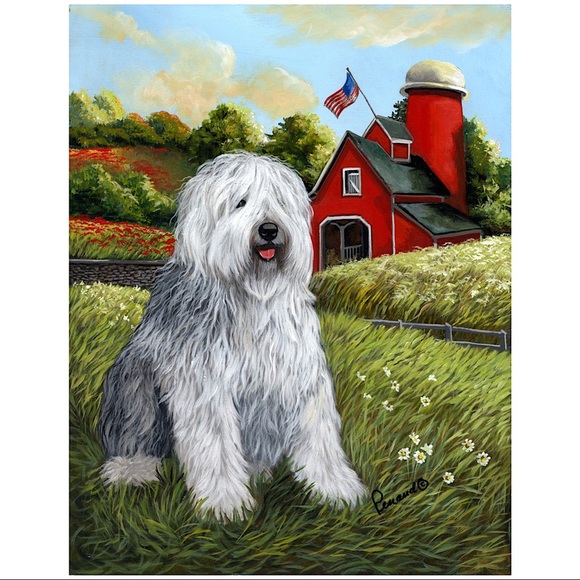 Precious Pets Garden Flag - Old English Sheepdog Heaven 12" x 18" - Picture 1 of 1